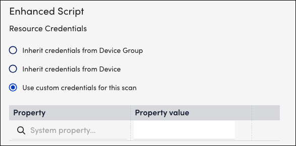 Select the Use custom credentials for this scan option