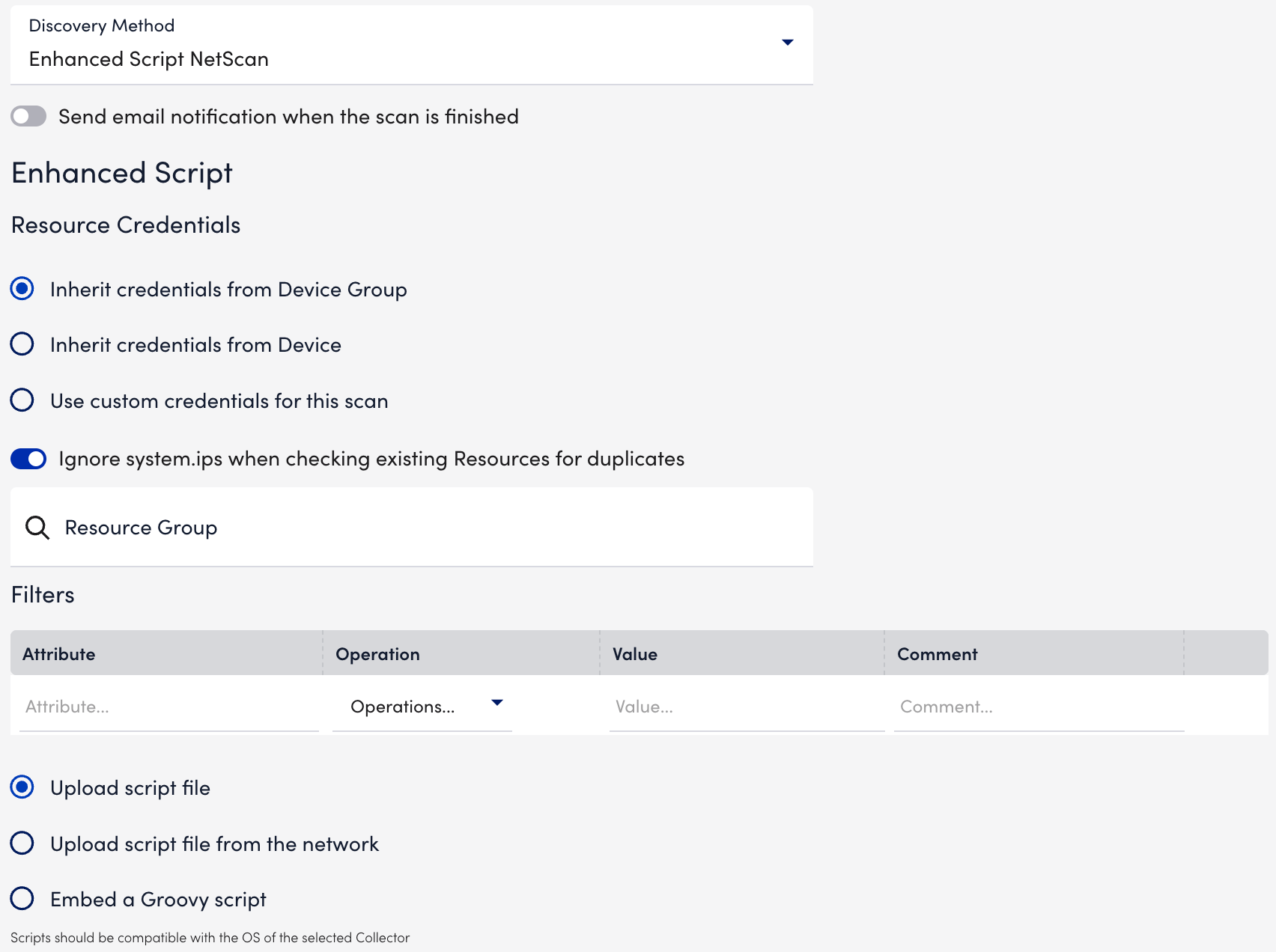 Adding an Enhanced Script NetScan