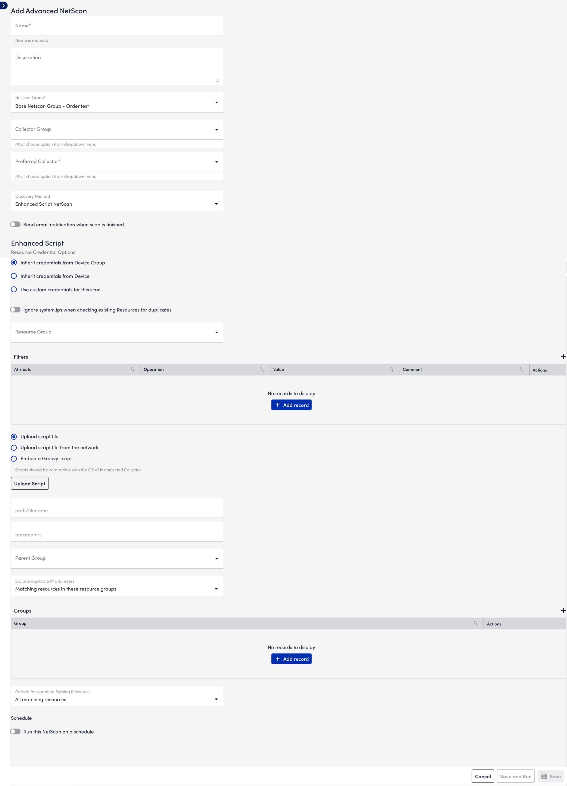Adding an Enhanced Script NetScan

