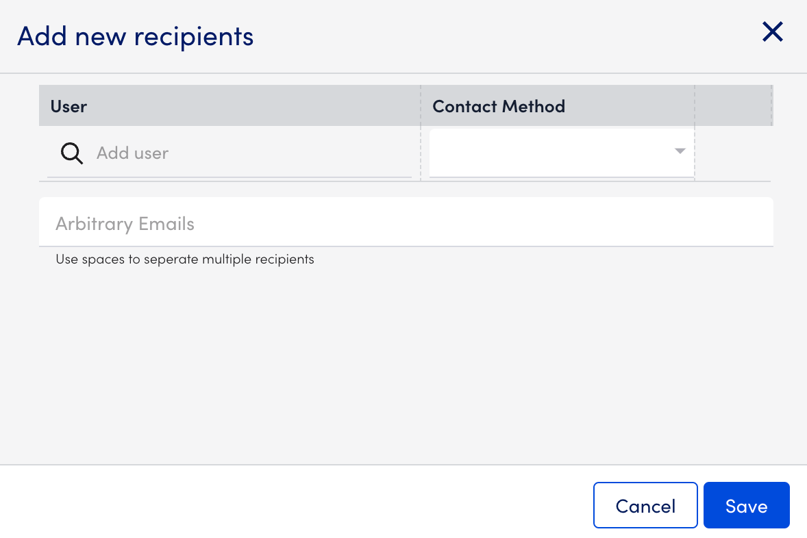 Add recipients Modal