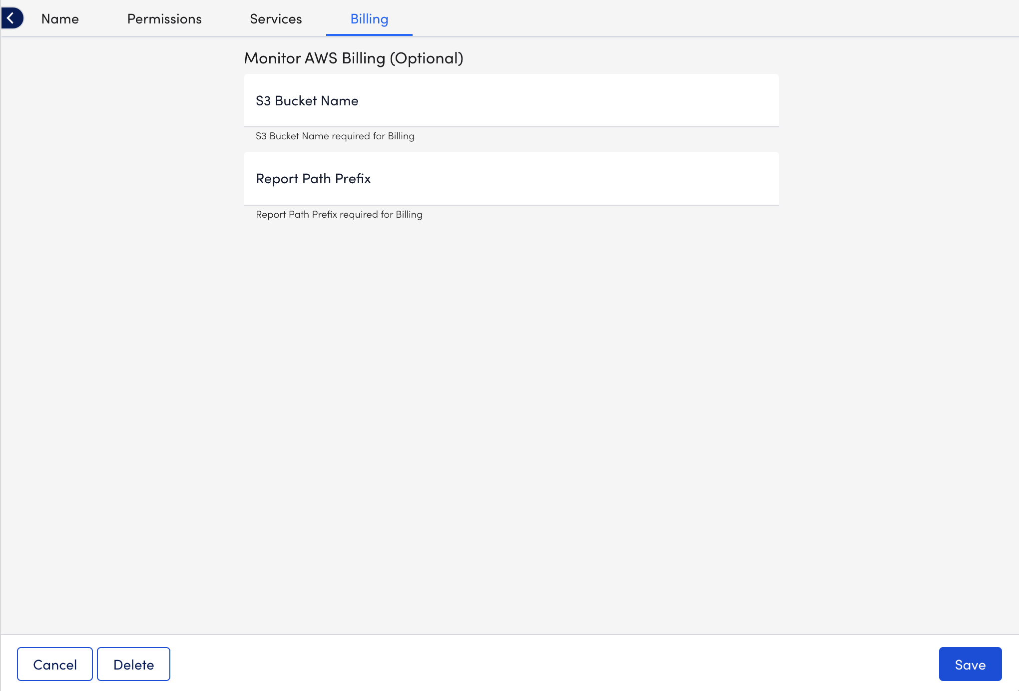 Billing tab