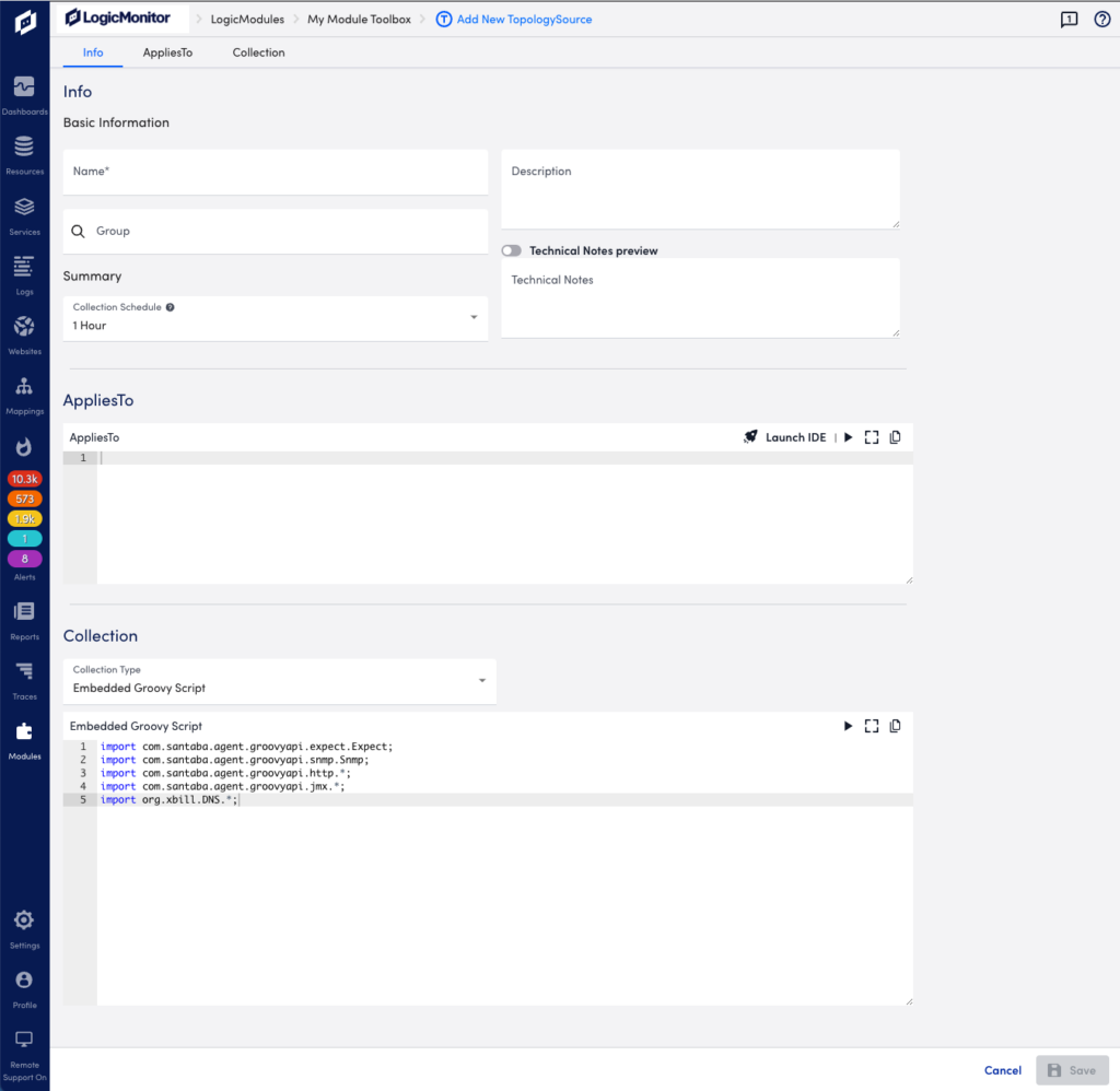 TopologySource Configuration | LogicMonitor