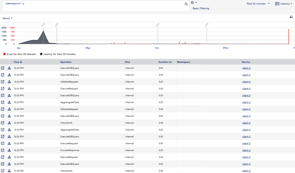 View traces data page