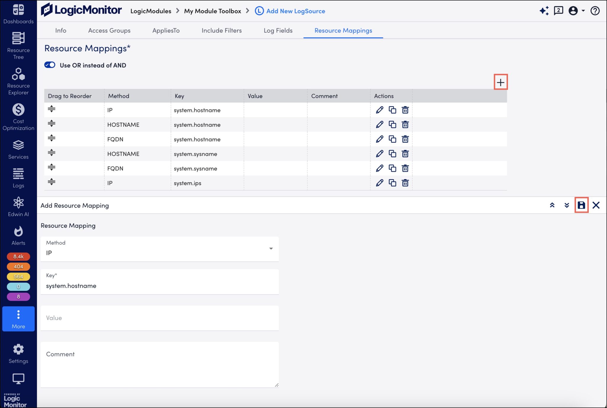 Adding resource mapping