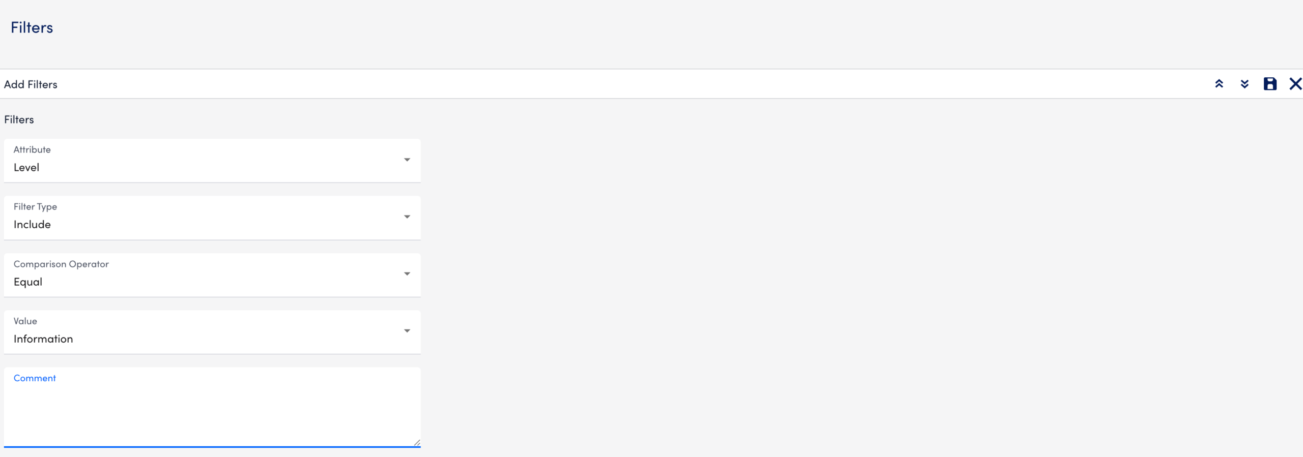 Add Filters Window
