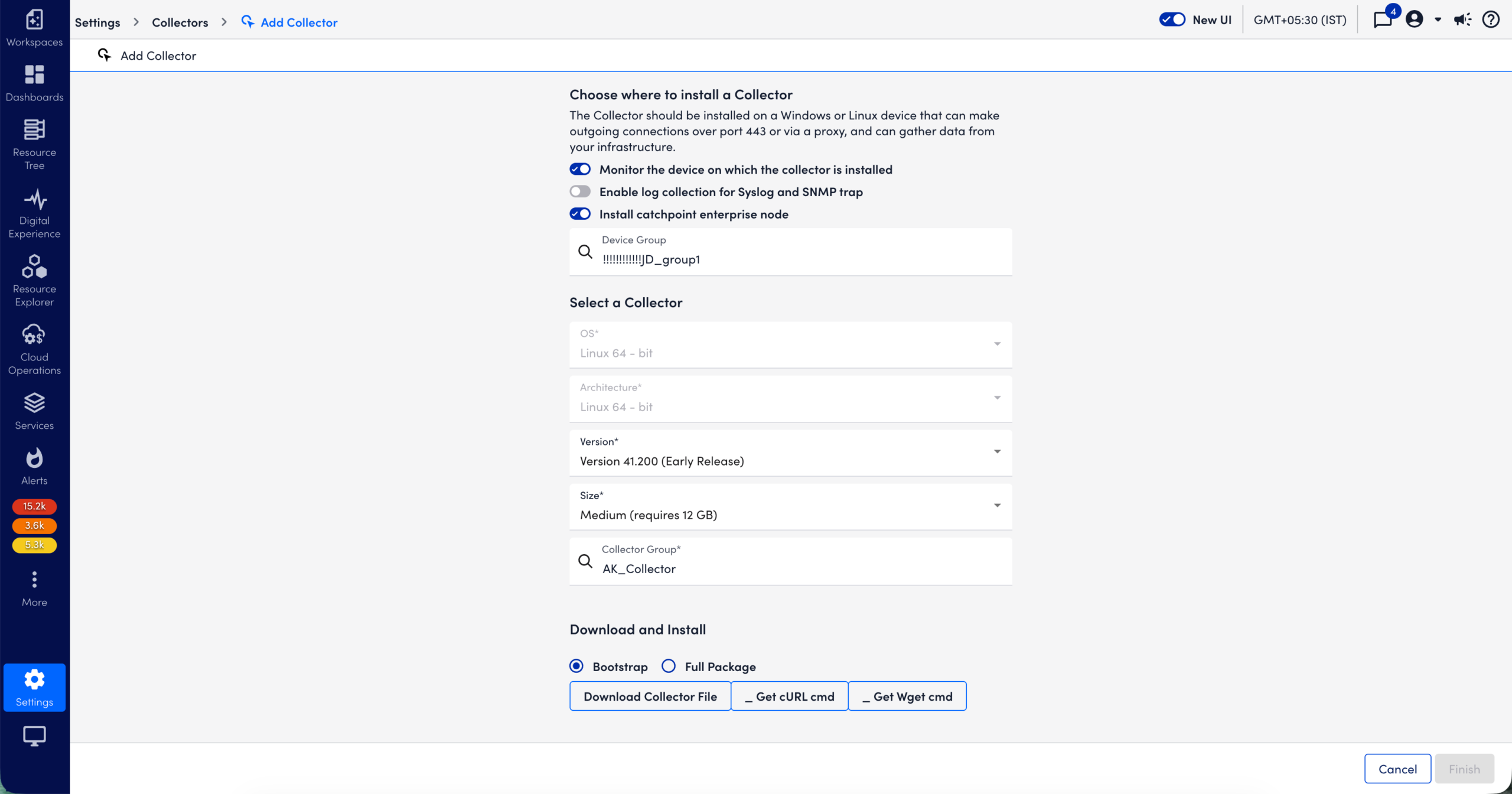 Add Collector page