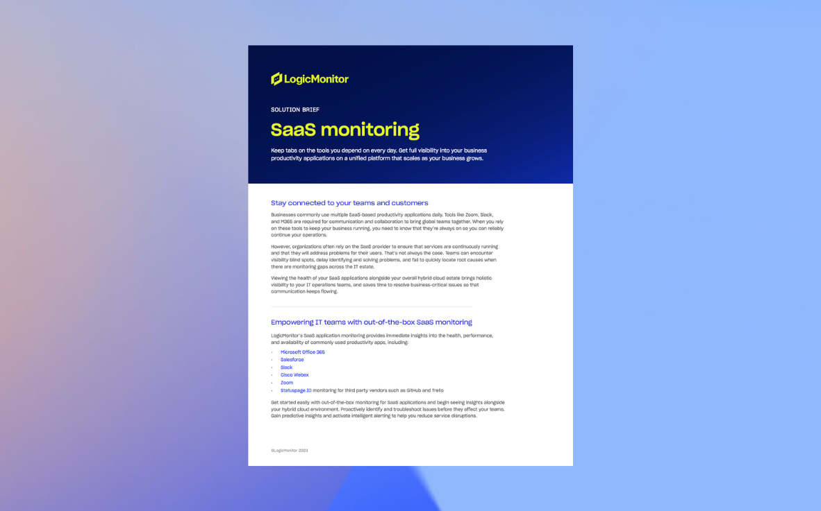 SaaS monitoring solution brief