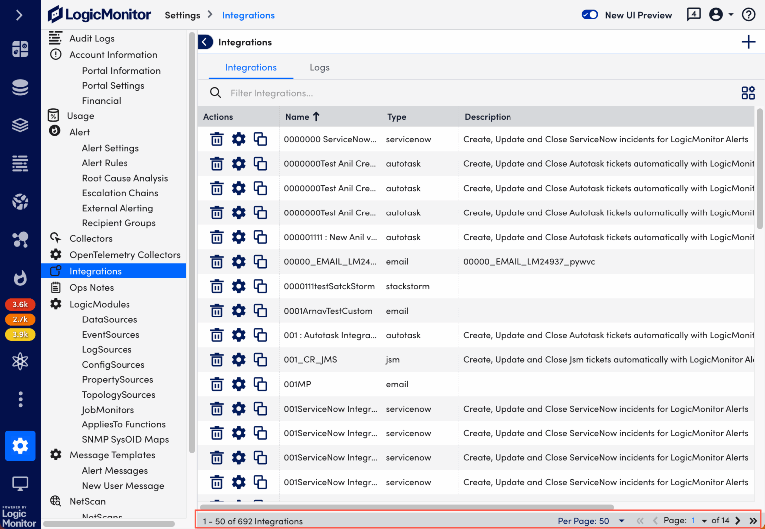 Navigating the Integration Page - LogicMonitor