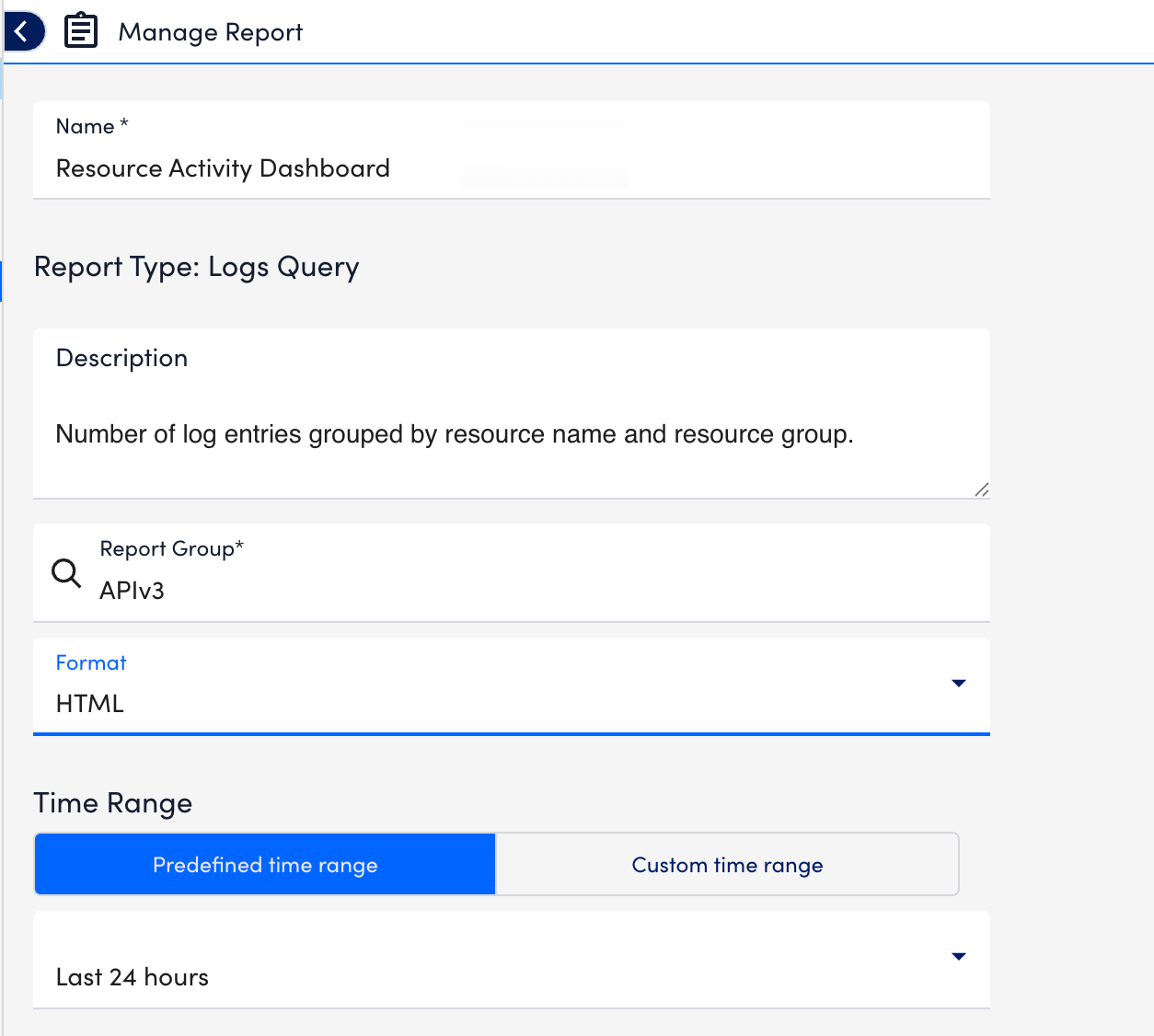 basic information settings for logs query report