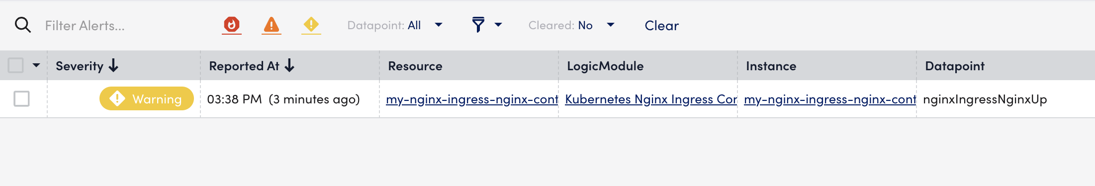 NGINX Alert tab