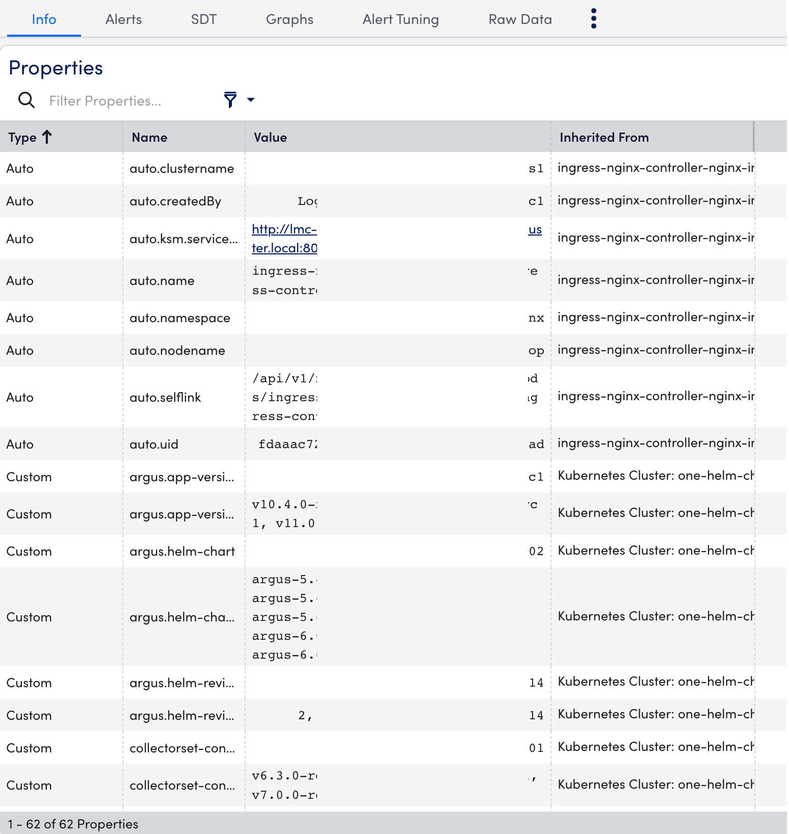 NGINX Info tab