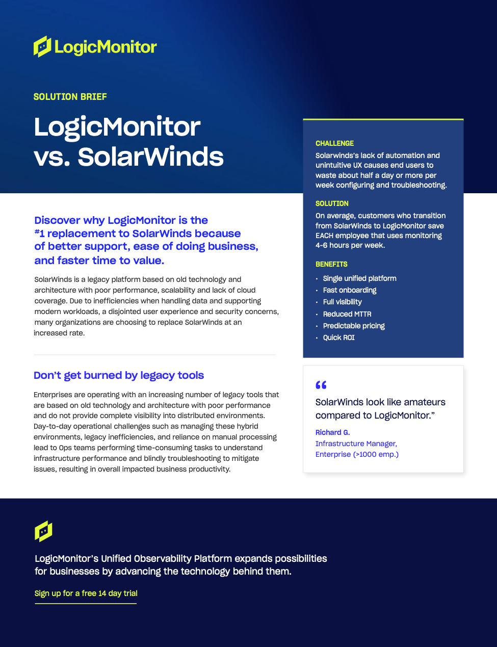 LogicMonitor と Solarwinds のソリューションの概要