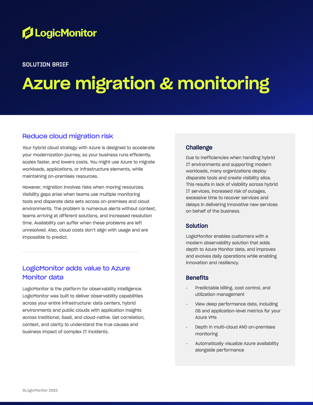 Azure の移行と監視ソリューションの概要