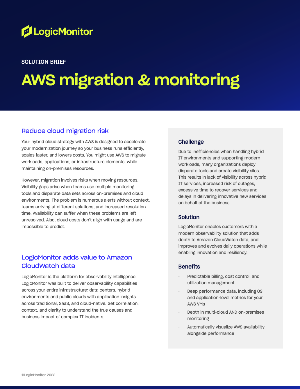 AWS Migration and Monitoring Solution Brief