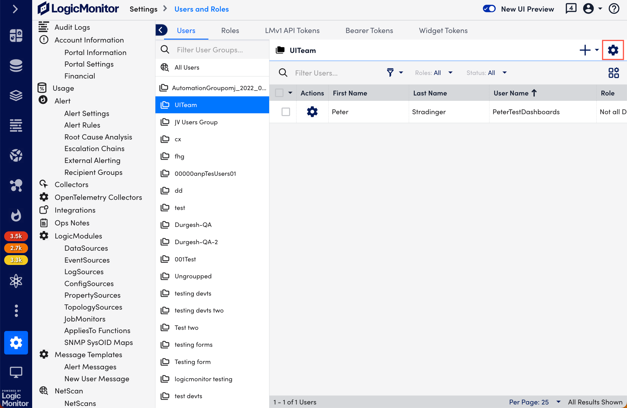 Manage option for User group