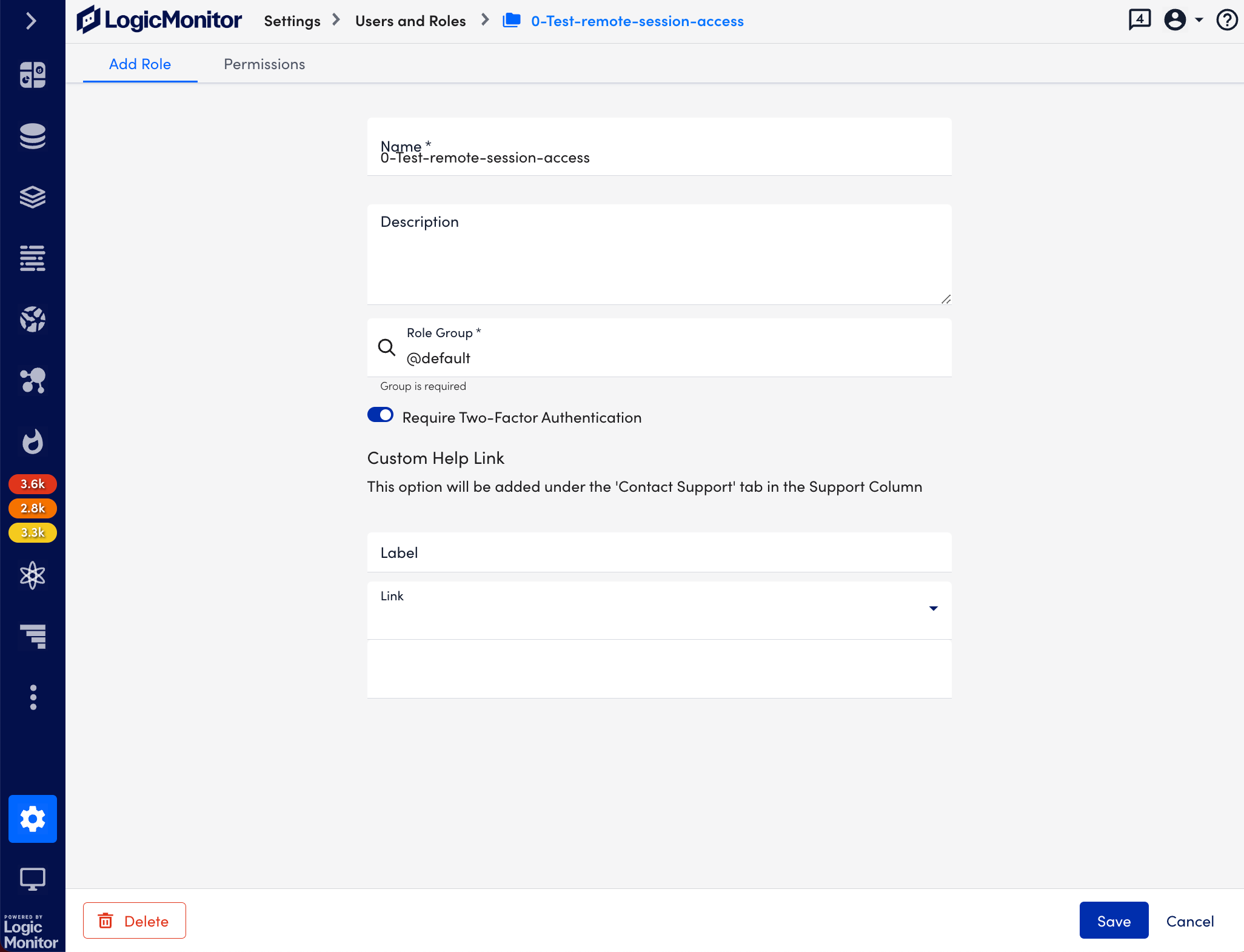 Add role page