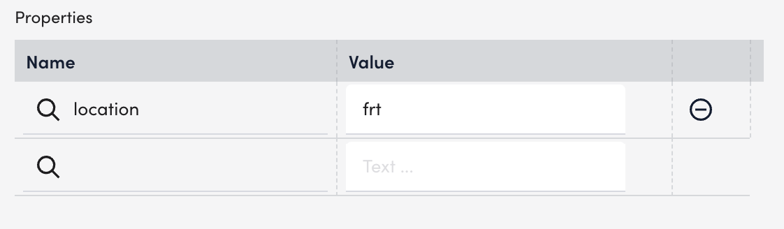 Web properties table