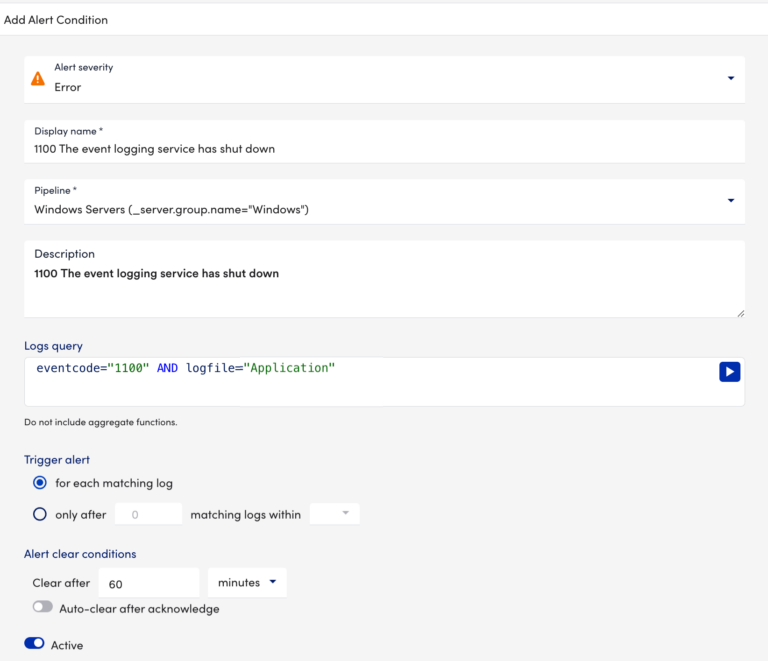 Log Alert Conditions LogicMonitor