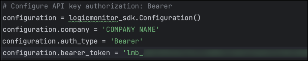 API bearer token command