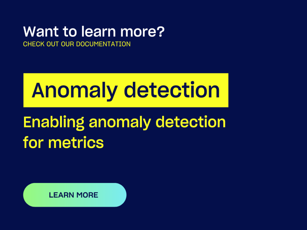 Call to action to see documentation on anomaly detection