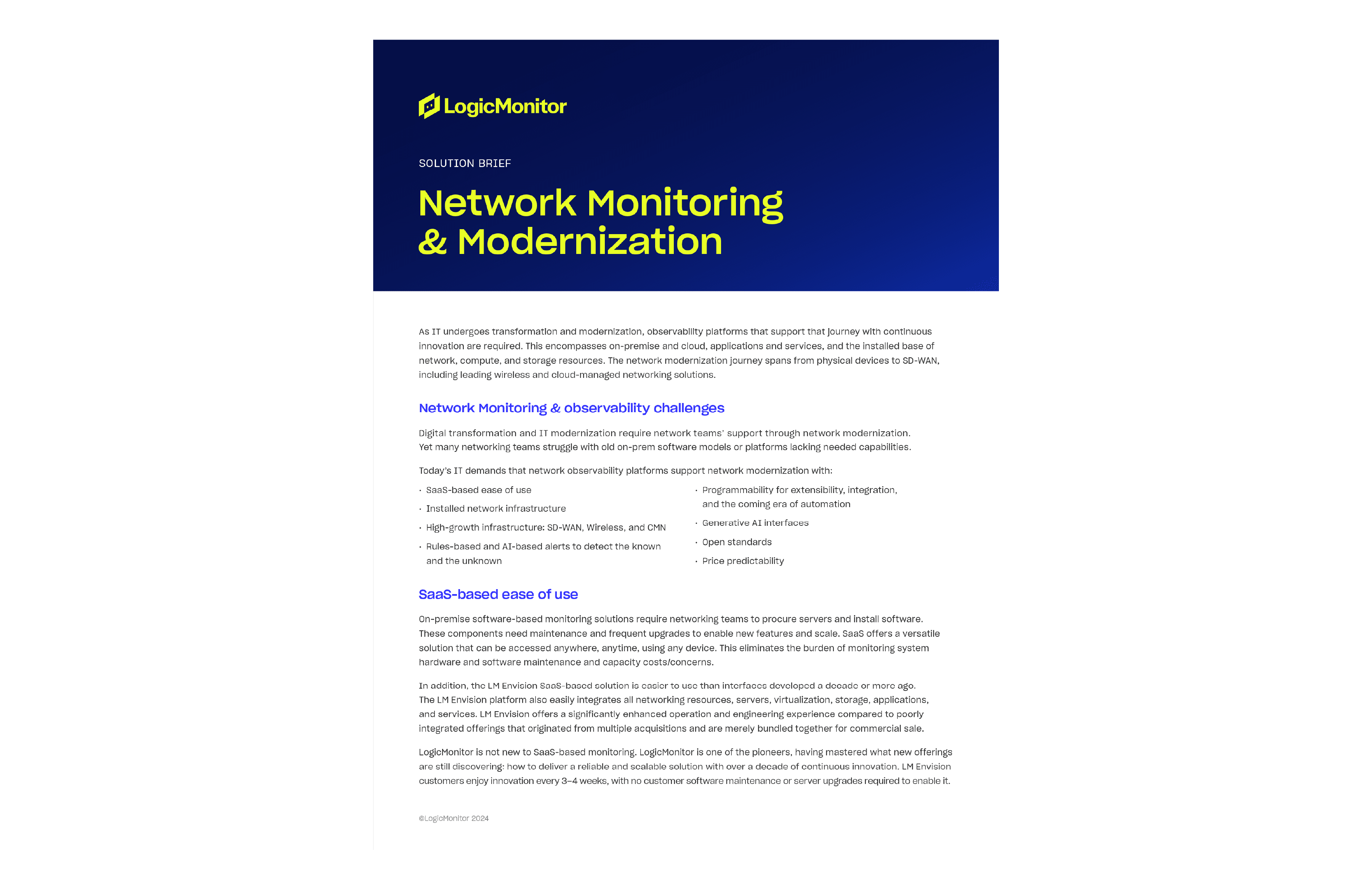 Network monitoring & modernization solution brief