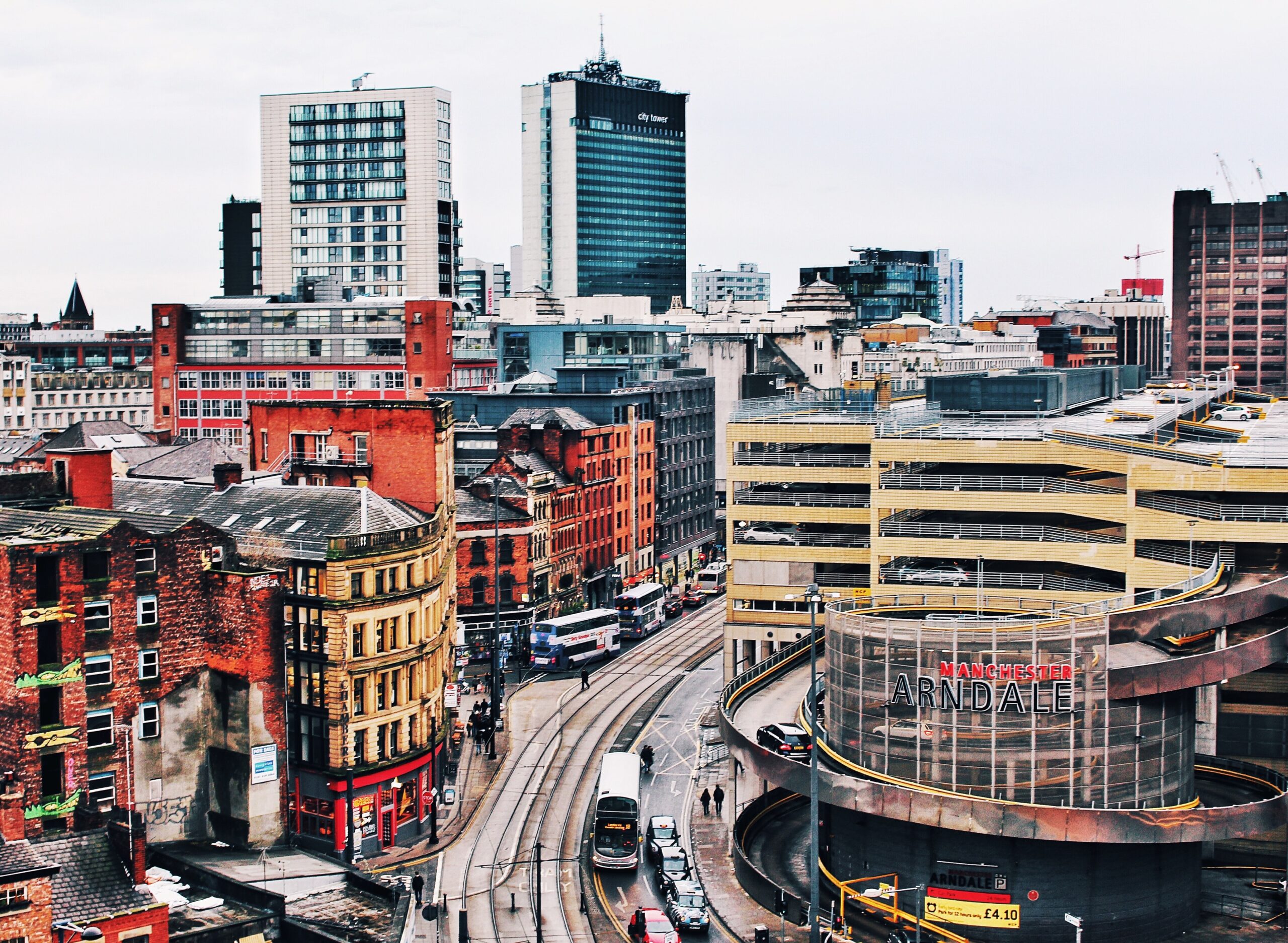 A view of Manchester, UK on an overcast day