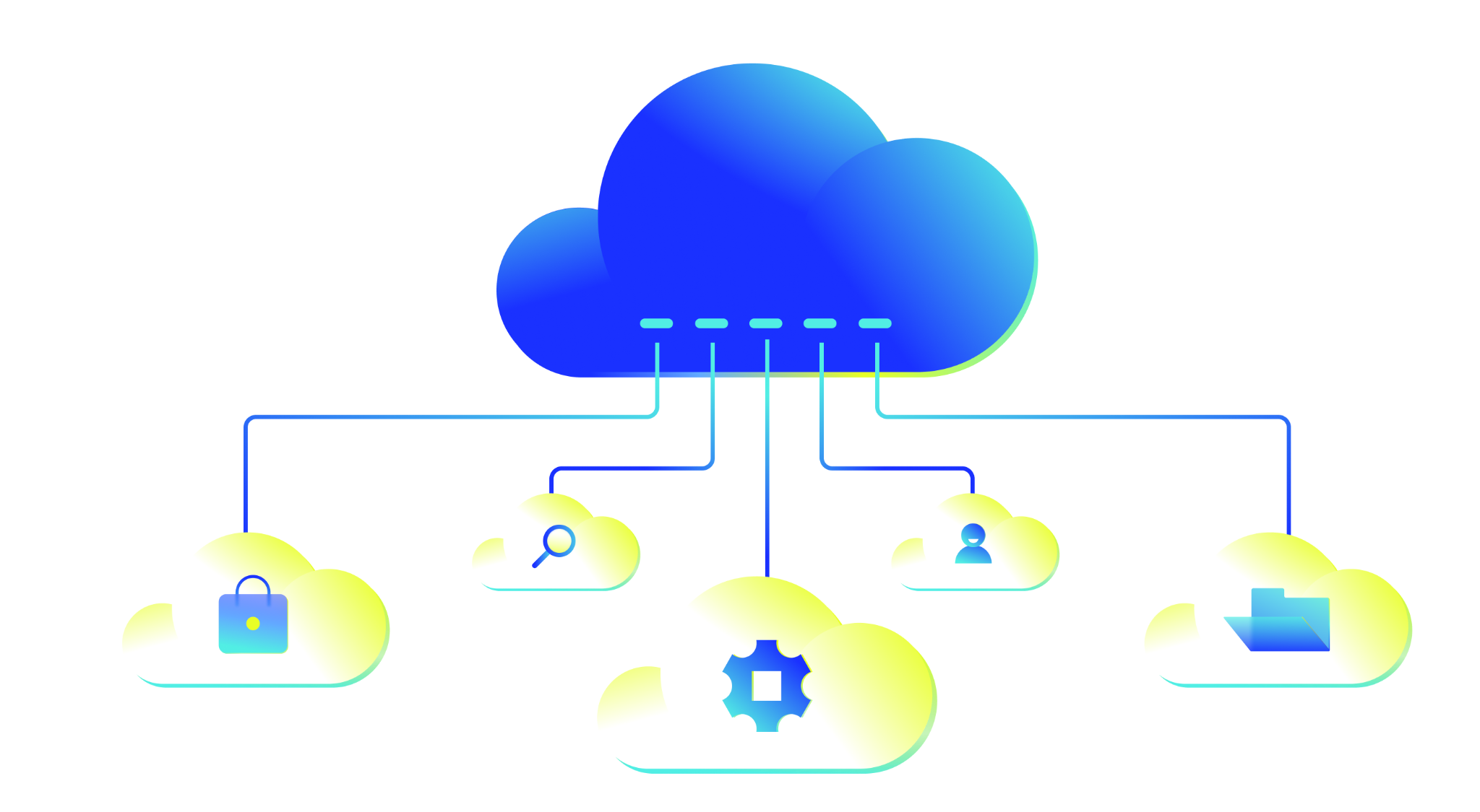 A cloud connected to many IT management datapoints