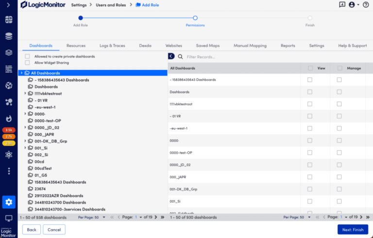 Dashboards Role Permissions | LogicMonitor