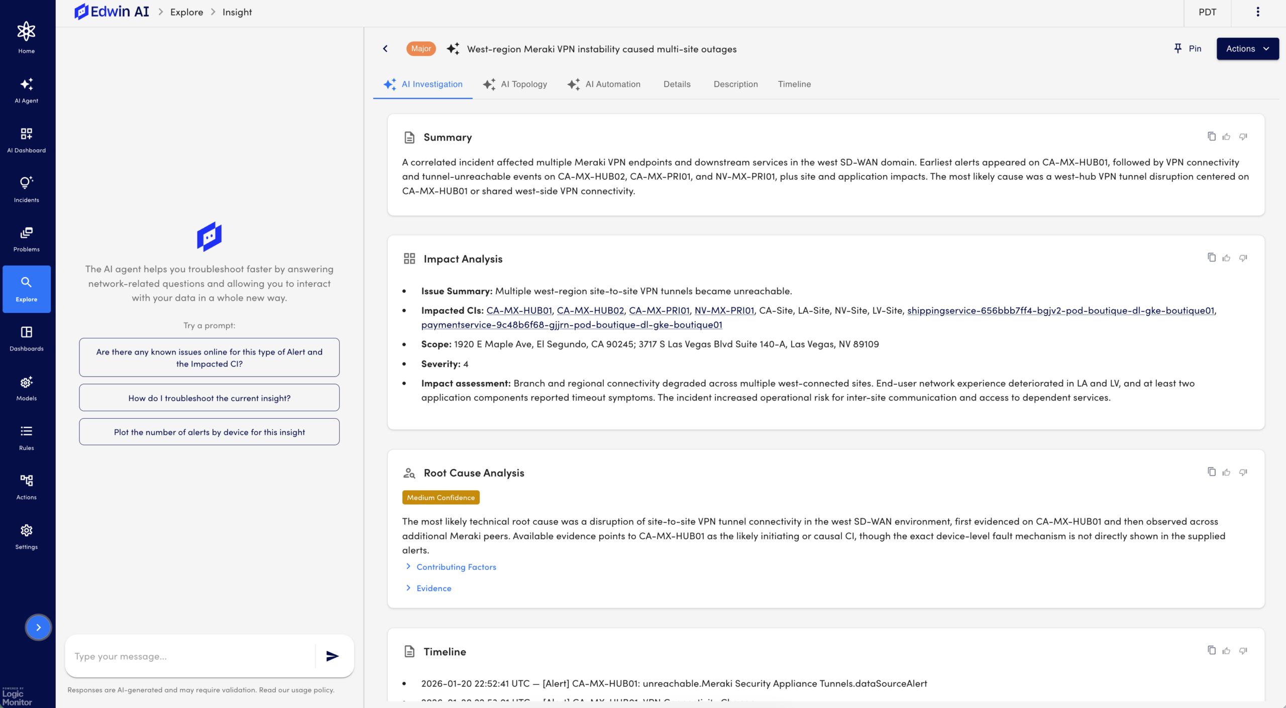 Edwin AI Investigation | LogicMonitor