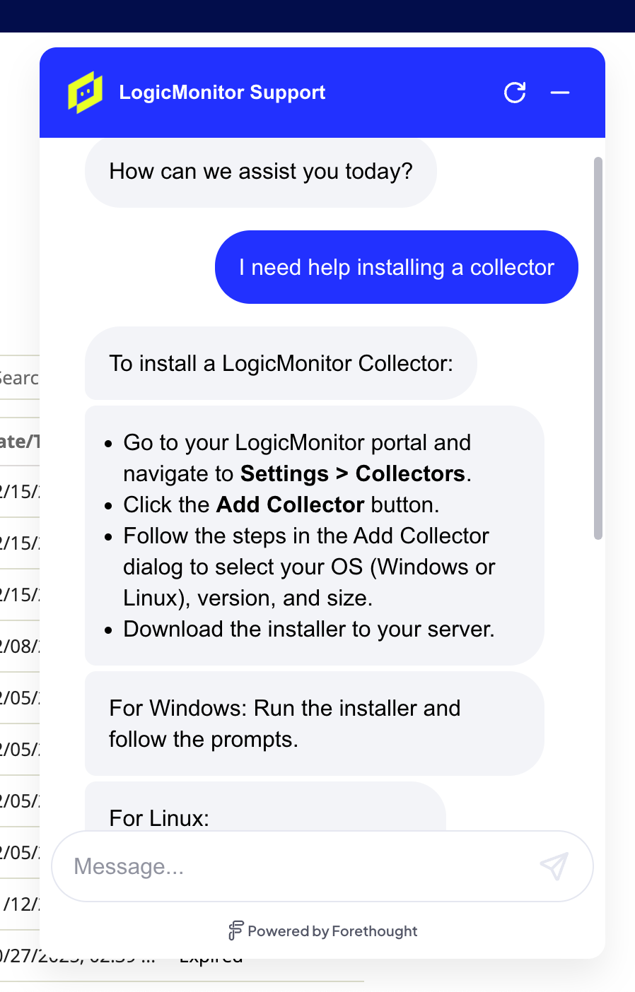 logicmonitor support chat