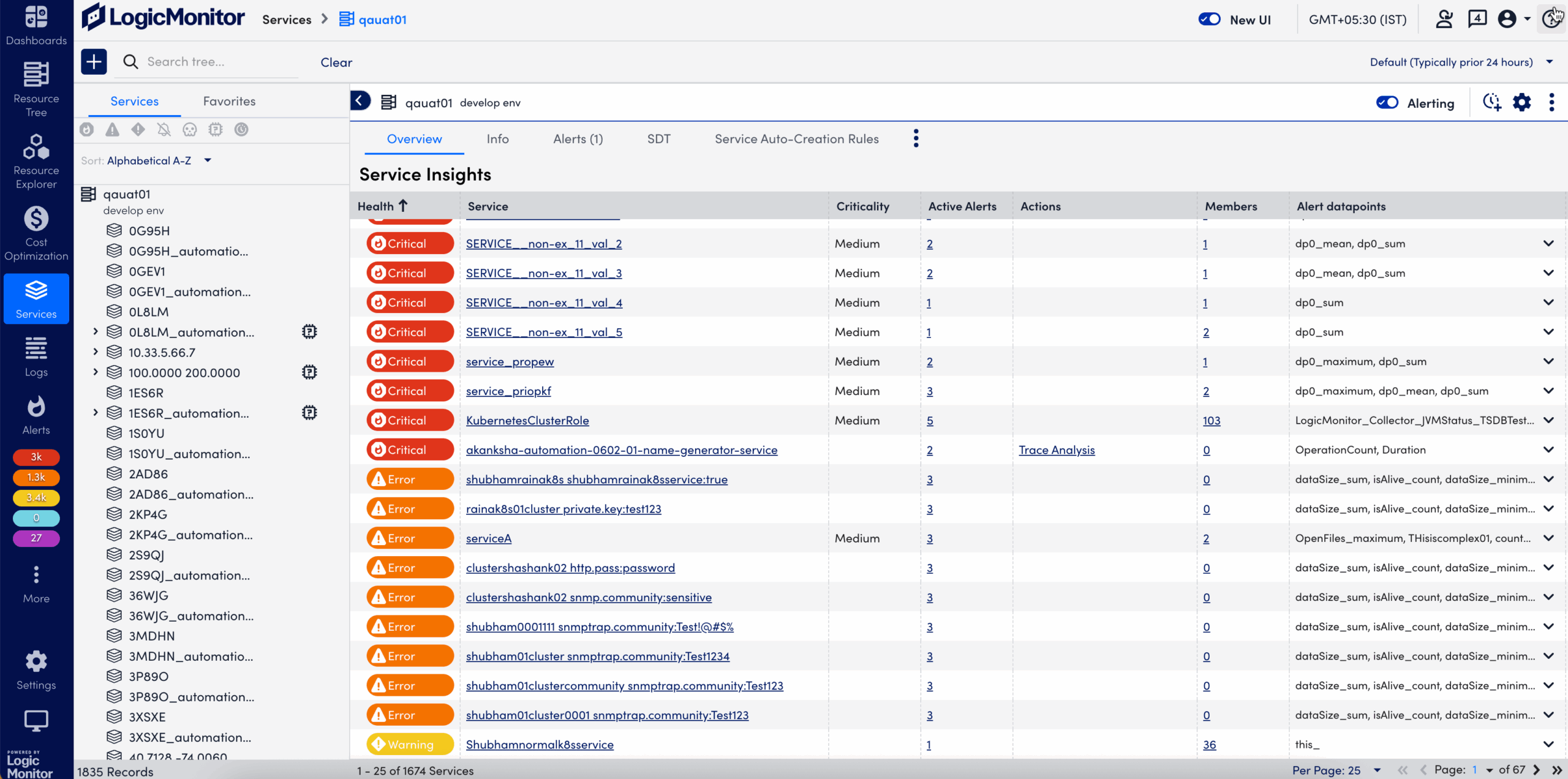 Dynamic Service Insights Page