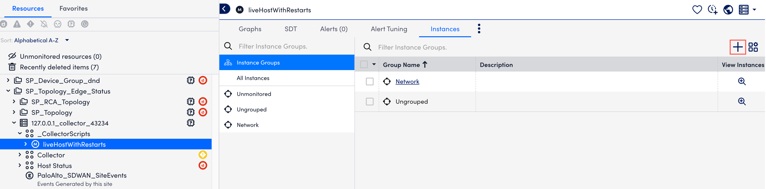 Add Instance group option on Instances tab