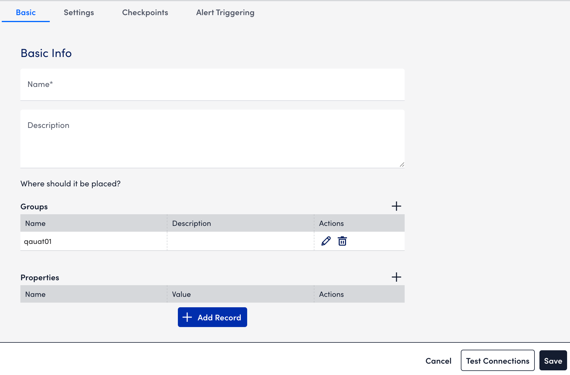 Basic tab on web check page