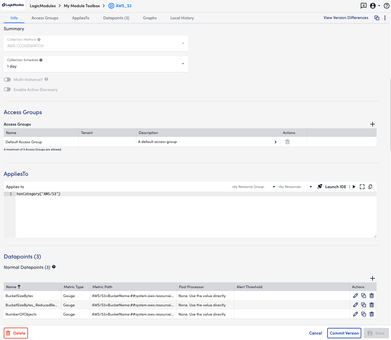 AWS CloudWatch を使用したサンプルデータソース