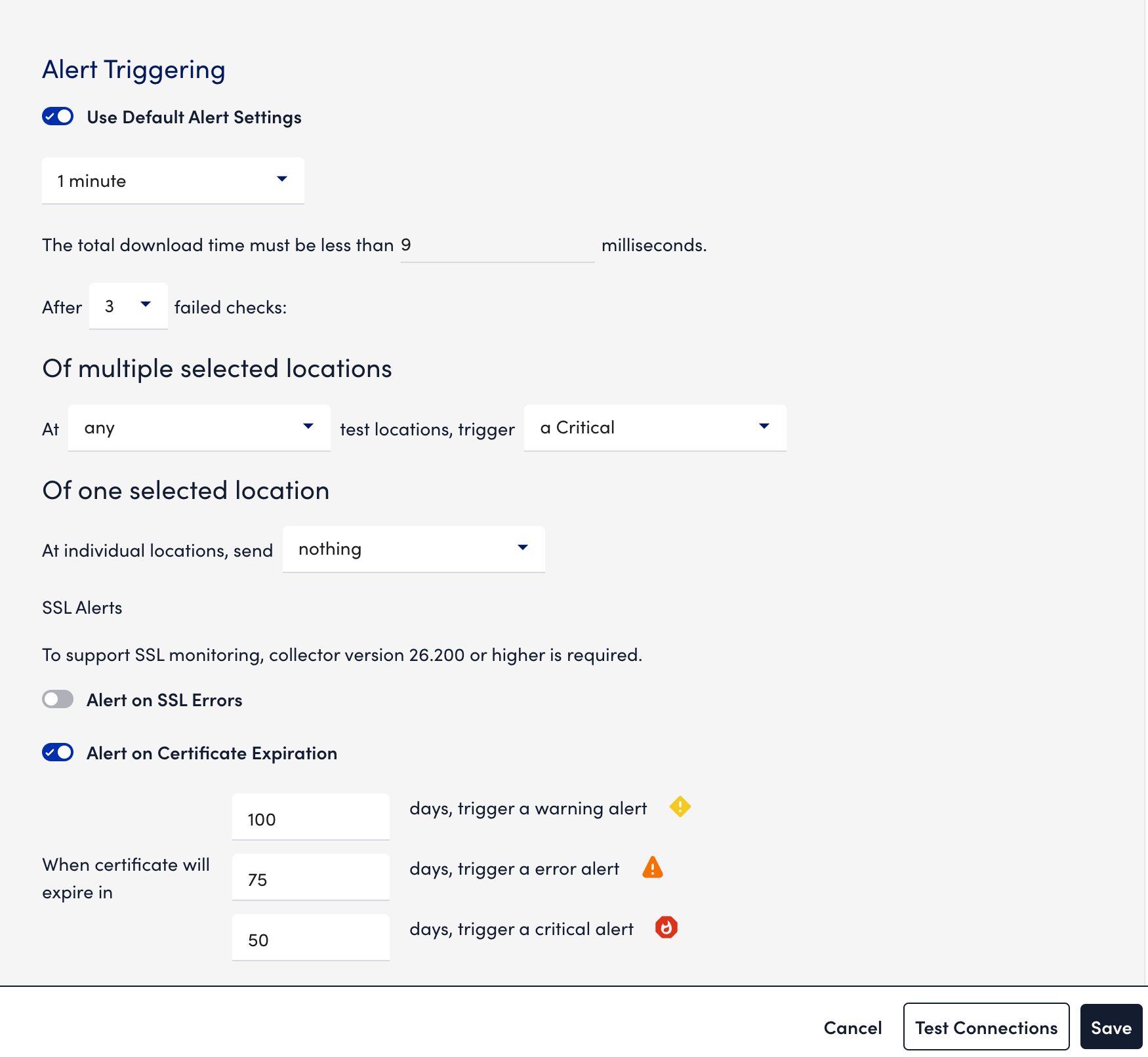 alert tuning tab web check page