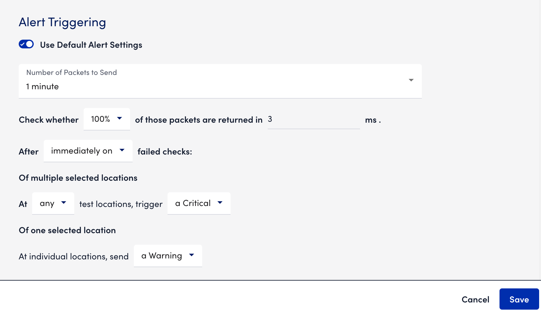 alert triggering tab internal ping check page