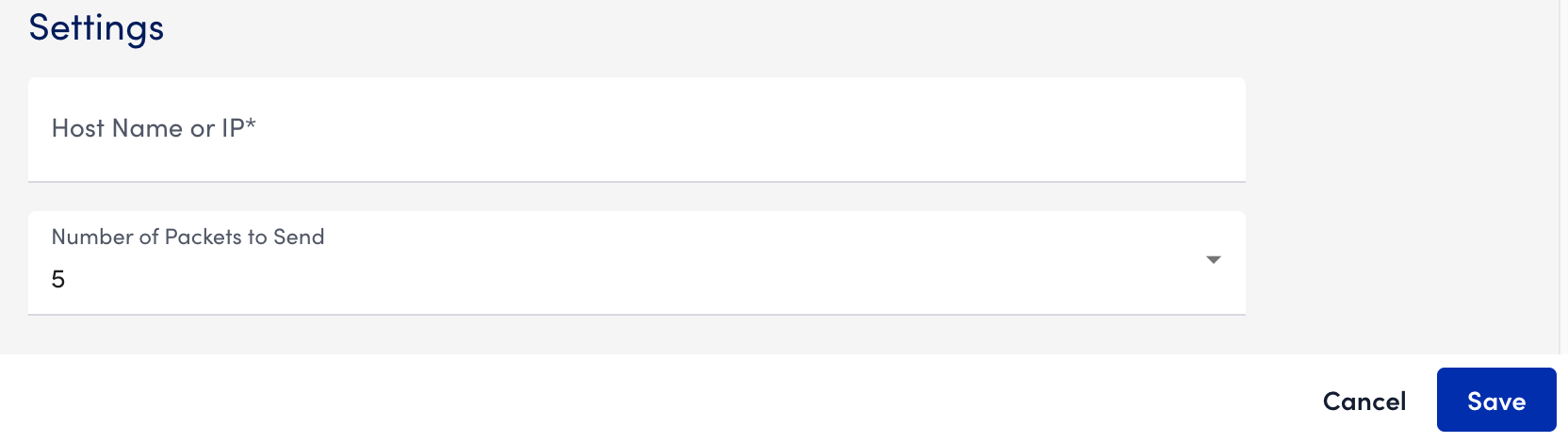 settings tab internal ping check page