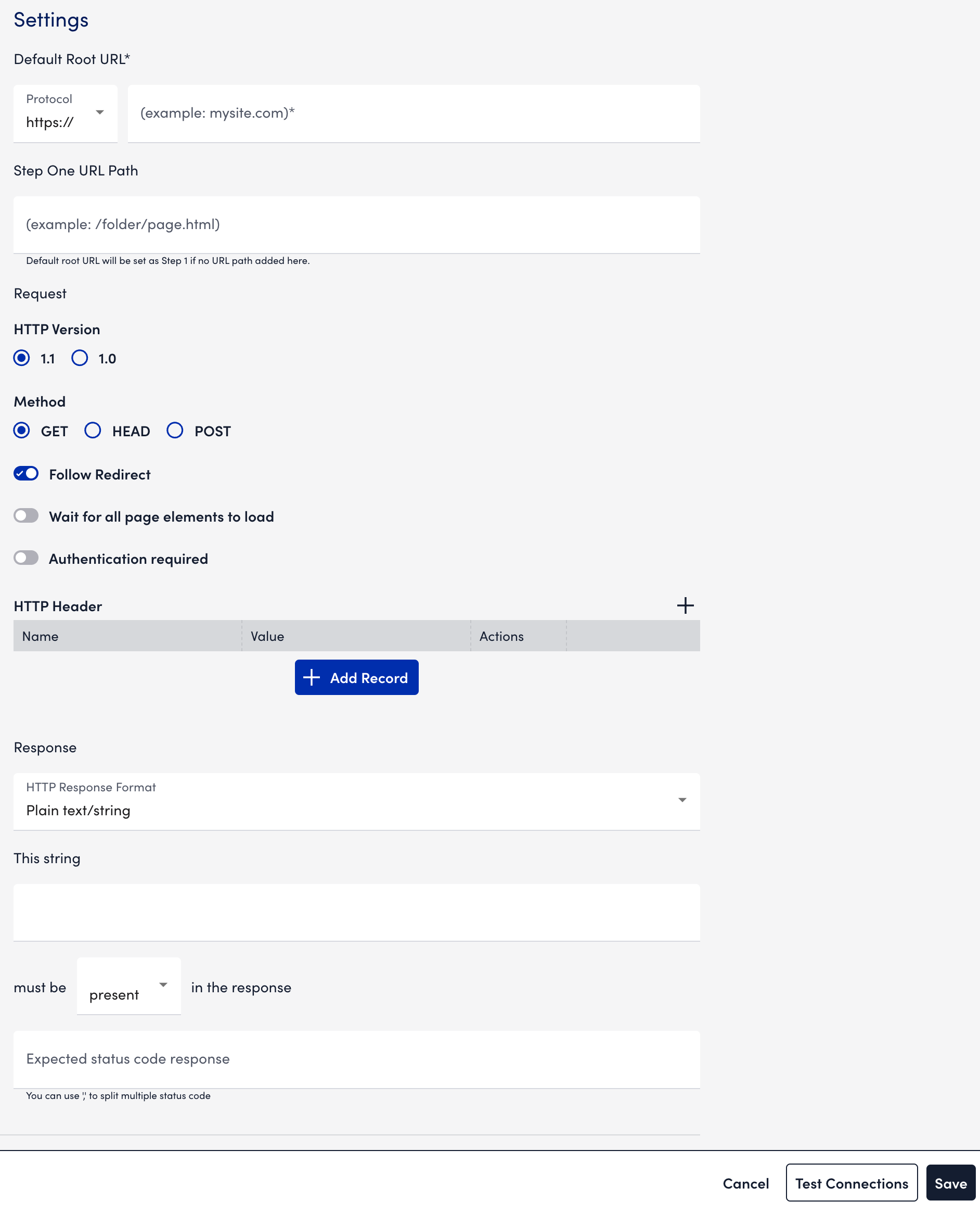 settings tab webcheck