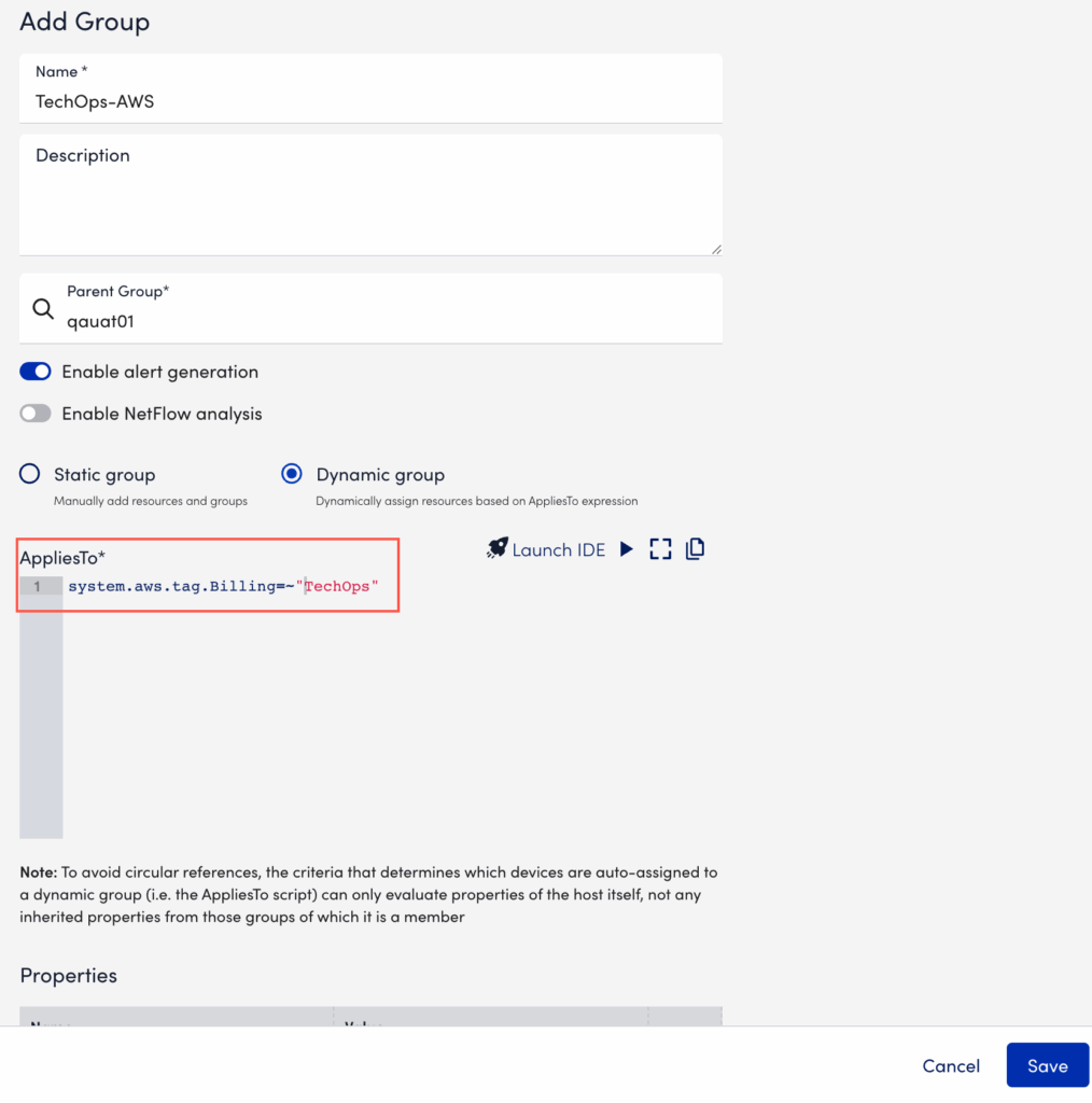 Add group Modal for AWS