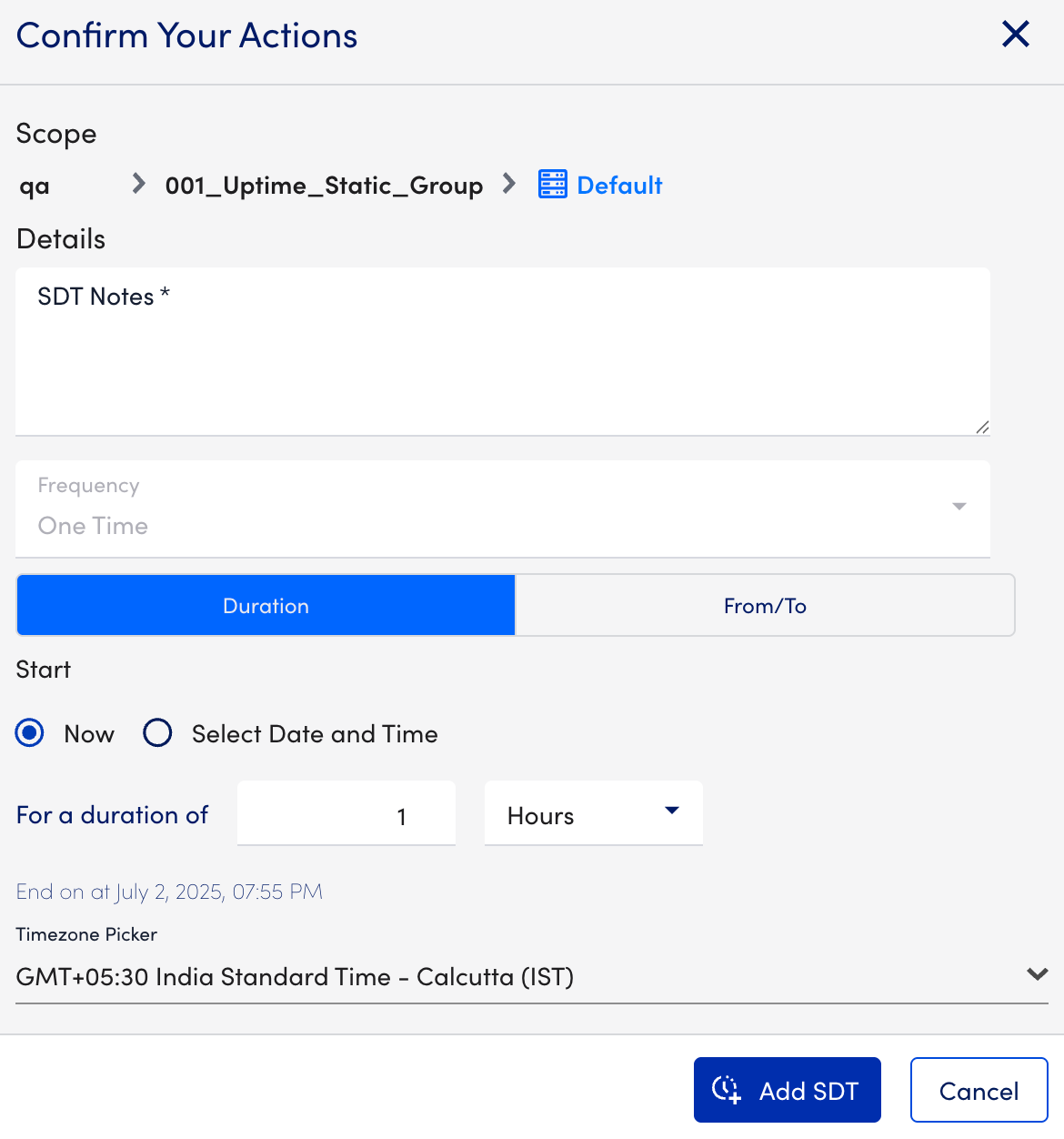 Add SDT uptime page