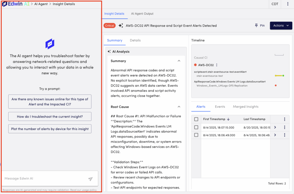 Edwin AI Insight Details page