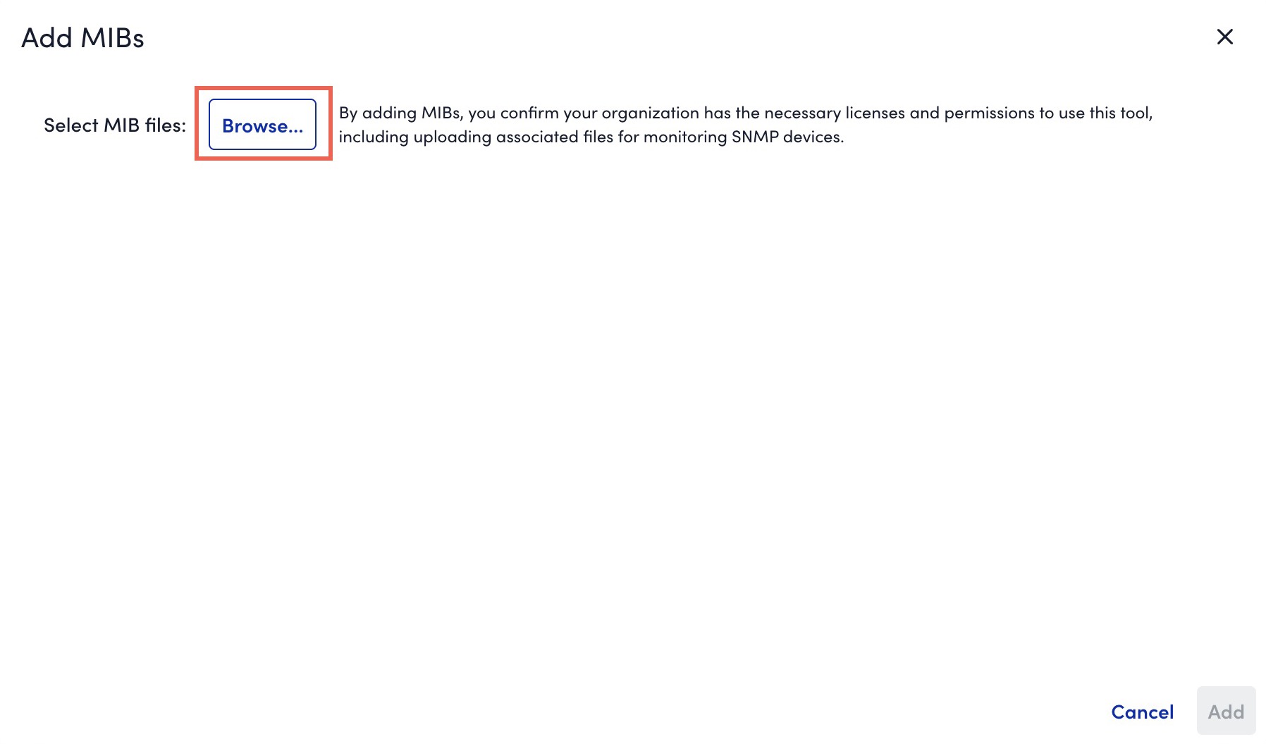 Add MIBs dialog box