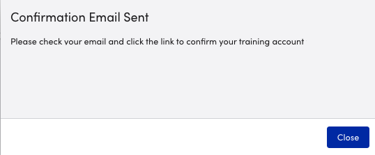 Training account confirmation