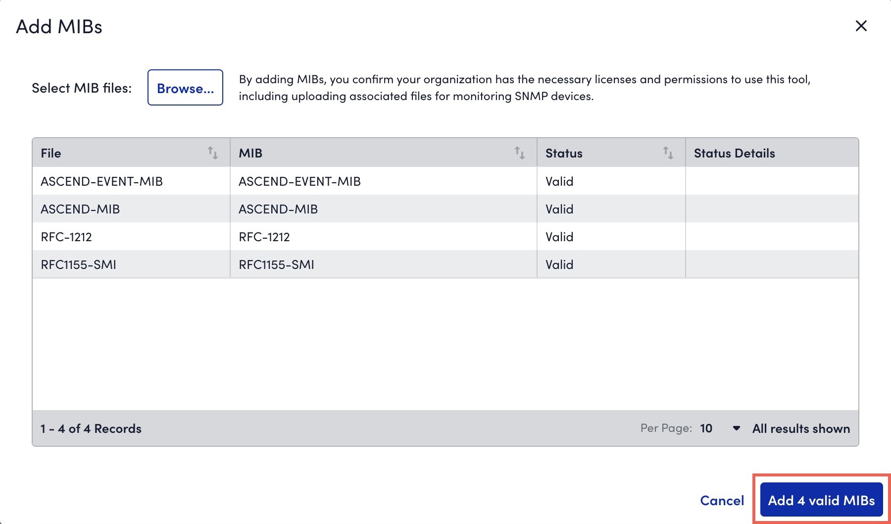 Successful MIB validation