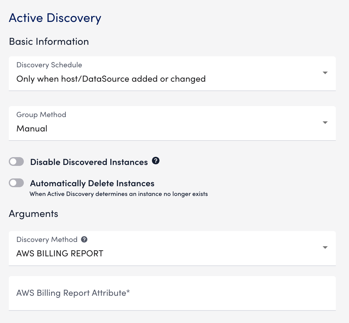 Active Discovery for the Cost by Tag DataSource section