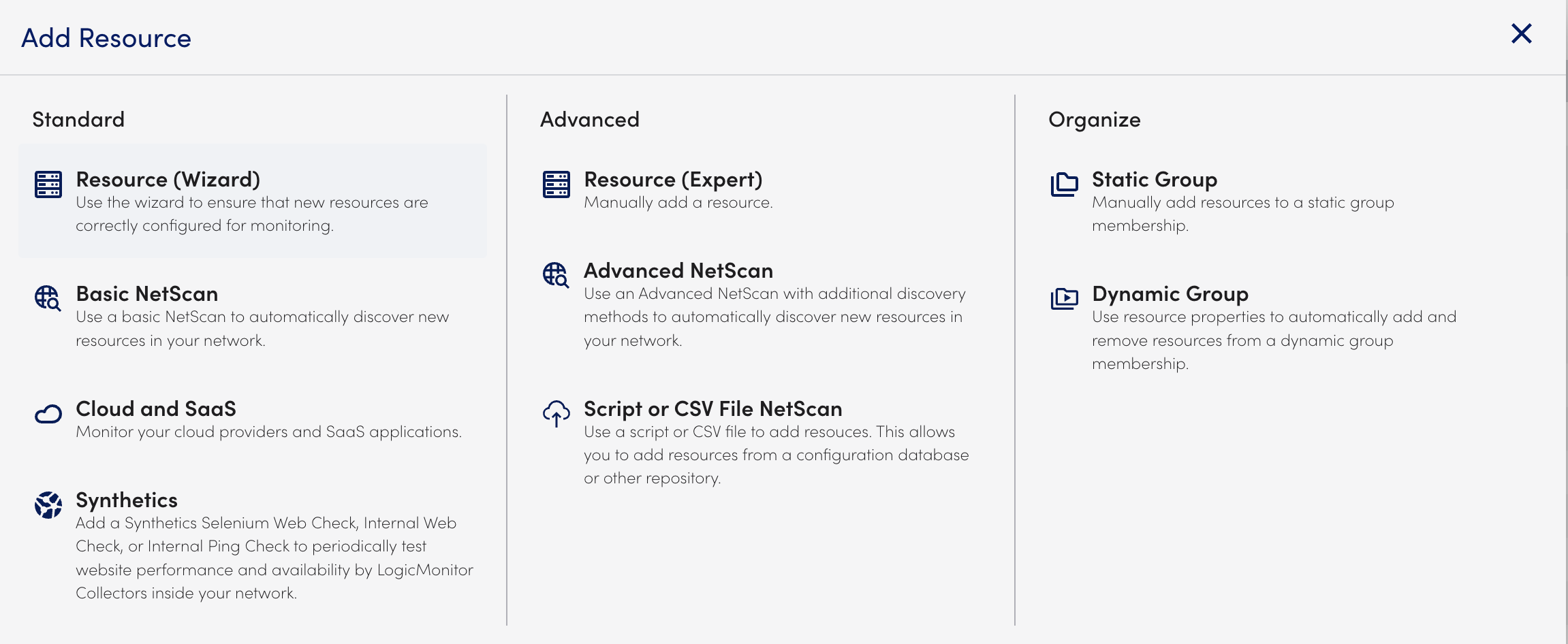 Add Cloud Resource wizard