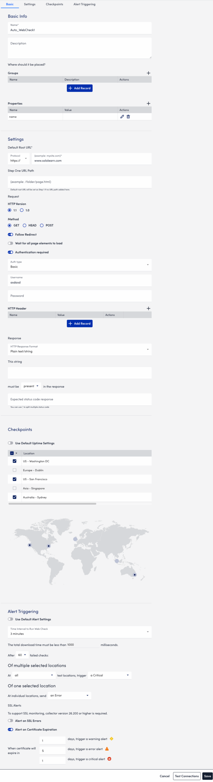 Imported webcheck page
