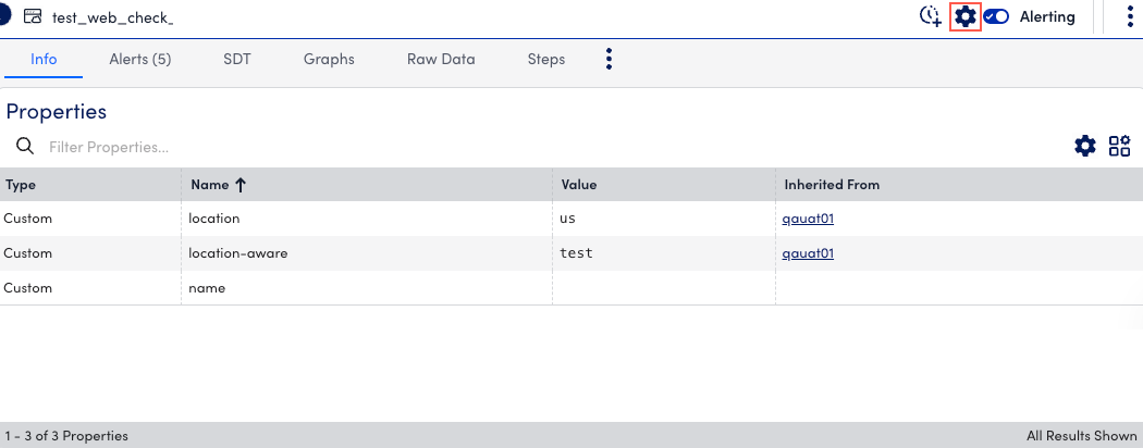 Manage option on Uptime page