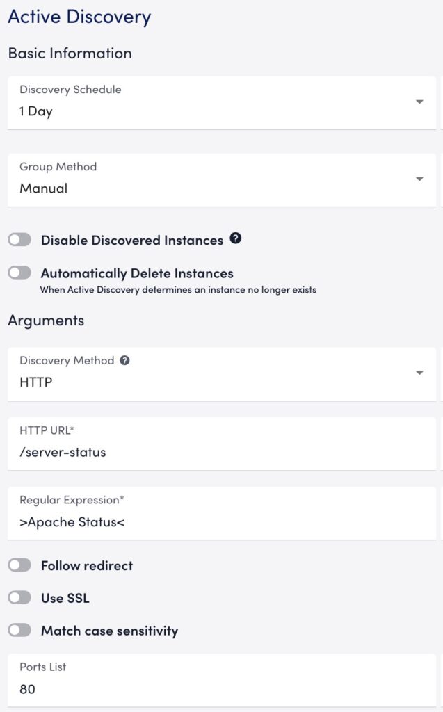 Apache DataSource Active Discovery