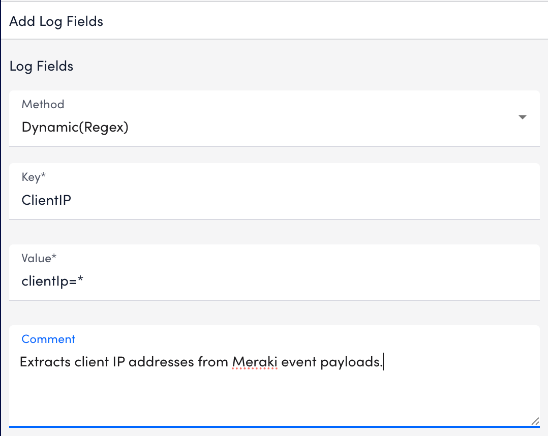 Add Log Fields Modal